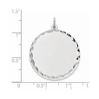 MIA Diamonds Solid Sterling Silver Rhodium-поставен гравиран кръгъл полски фронт и сатенен гръб диск чар