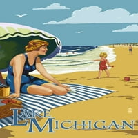 FL OZ Ceramic Mug, Lake Michigan, плажна сцена, съдомиялна машина и микровълнова сейф