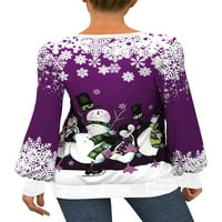 Коледна суитчър женски коледни снежен човек суичъри за снежинка върхове тениска