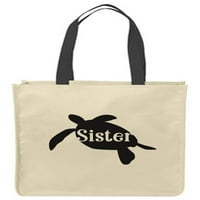 Платно Тотални торбички Морска костенурка Сестра семейство момиче и сестри Воден океан тропически пазаруване за многократна употреба забавни чанти за подаръци