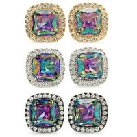 Цветни диамантени елегантни обеци блестящи нежни аксесоари за уши за Свети Валентин Коледен подарък Сребро
