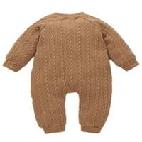 Детски плътни цветове като цяло плетено домашно ромпер екипаж врат обикновен пуловер с боди