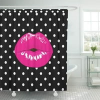 Елегантна модерна черно -бяла полка точка устни целувки за баня декор за баня душ завеса