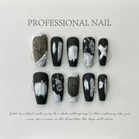 Kisor Nails Press на лъскави многоцветни фалшиви нокти Летни декорации за нокти на изкуството Пълно покритие Блясък