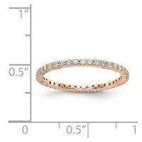 14k розово златно пръстенна лента Eternity Diamond Round полиран споделен prong 2ct