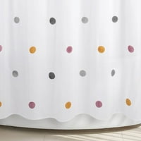 Dots полиестерна микрофибър тъкант за душ завеса многоцветни помпони на бели 70 x72
