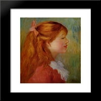 Младо момиче с дълга коса в профил в рамкиране на арт печат от Renoir, Pierre