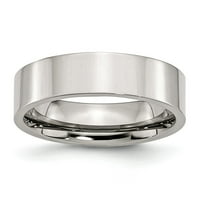 Mia Diamonds от неръждаема стомана плоска полирана сватбена годежна лента Размер на пръстена - 6