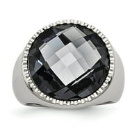 Mia Diamonds неръждаема стомана Полиран сив стъклен пръстен - 9