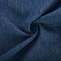 Jyeity женска есенна мода, нов еластичен бутон за талия цип джобни солидни дънки панталони подравняват гамаши жени сини размер l