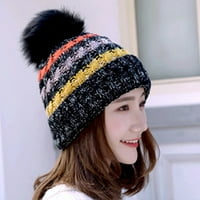 ruhuadgb есен зима модна момиче топла цветна вълнена прежда плетен помпом шапка от шапка на шапка