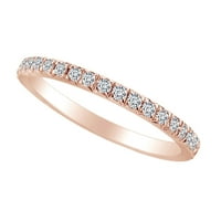 0. Карат кръгла форма бяла естествена диамант сватбена лента за годеж 18k твърд розов златен пръстен Размер-10