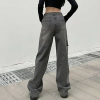 Yubatuo Pants for Women Fashion с висока талия на талията панталони с широки деним дънки за небрежни панталони Женски панталони