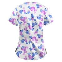 Дамски върхове екипаж на шията жени блуза ежедневни графични отпечатъци тениски къс ръкав модна светло лилаво 5xl