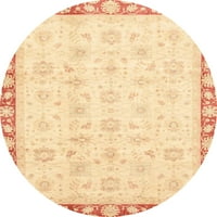Ahgly Company Machine Wareable Indoor Round Abstract Sun Yellow Area Rugs, 8 'Round