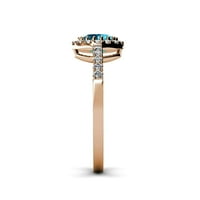 London Blue Topaz и Diamond Halo годежен пръстен 1. CT TW в 14K розово злато.size 5.5
