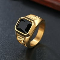 Toyella Jewelry Golden Dragon и Phoeni Gemstone Titanium Steel Ring Черен номер 10