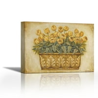 Жълти лалета - съвременен изящно изкуство Giclee on Canvas Gallery Wrap - Стенни декор - Арт живопис - Готов за окачване