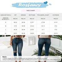 Rosfancy жени бутон Fly High Toist Разкъсани дънки Кльощави панталони за глезени панталони ежедневно, S-XL