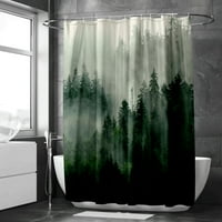 Завеса за горски душ, естествен пейзаж на дървото, плат за баня за баня за баня вана декор с куки 60 72