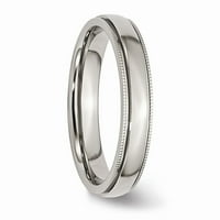 MIA Diamons неръждаема стомана и мъниста полирана сватбена годежна лента Размер на пръстена - 8.5