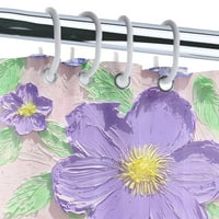 Флорални завеси за душ, големи цветя душ завеси лилав душ завеса за баня полиестер тъкан тъкан за душ завеси комплекти машинна миеща се с куки