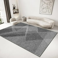 Модерен черно сив геометричен килим, килимче, неселящ на пода килими за килим за хол, спалня, трапезария 5'3 6'7