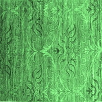 Ahgly Company Indoor Rectangle Abstract Emerald Green Contemporary Area Rugs, 3 '5'