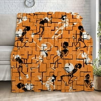 Хелоуин одеяло-бонбоново одеяло за мъже жени готически хипи Хелоуин Бохемски терор скала и рол спалня хол Dor,451