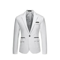 Мъже покрития Clearance Мъжки мода England Solid Color висококачествен ежедневен еднократна костюма на гърдите бял xxxl