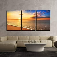 Комплект панел в рамка Canvas Art Art за хол, Спални Домашни произведения на изкуството Картини Красив тропически изгрев на плажа, готов за окачване