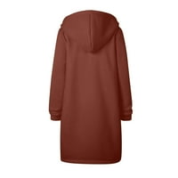 Fjofpr дамски върхове дамски плюс размер яке от руно есен и зимен сгъстяване на дълги ръкави за външни дрехи ежедневни плътни цип джобни джобни качулки с дълъг палто