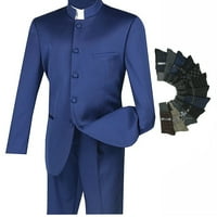 Sharp Mandarin Banded Collar Nehru Church Suit W двойки чорапи - бели 42s