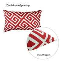Декоративен комплект за хвърляне на възглавница от гръцки ключ 12 20 Червено -бял лумбален лумбал за дивана, спално бельо
